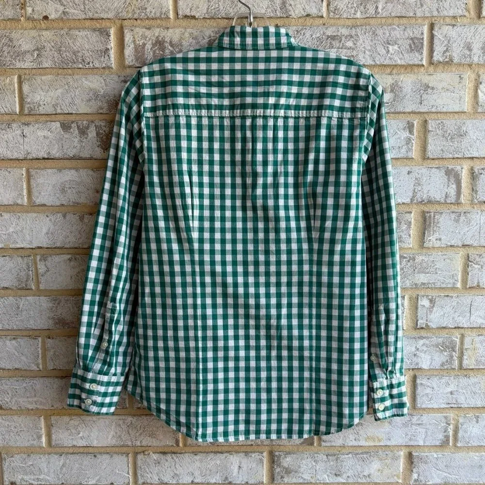 J. Crew Teal Green and White Gingham Button-Down Shirt - Picture 2 of 8